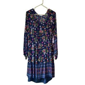 NWT  TIME AND TRU Women's Dress, Lined, Midi  Length, Round Neckline,  Floral De